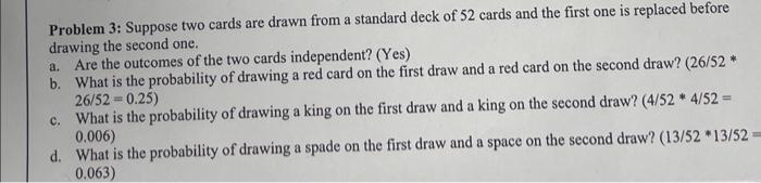 Solved Problem 3: Suppose Two Cards Are Drawn From A | Chegg.com