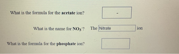 Solved What Is The Formula For The Acetate Ion? Ion The N