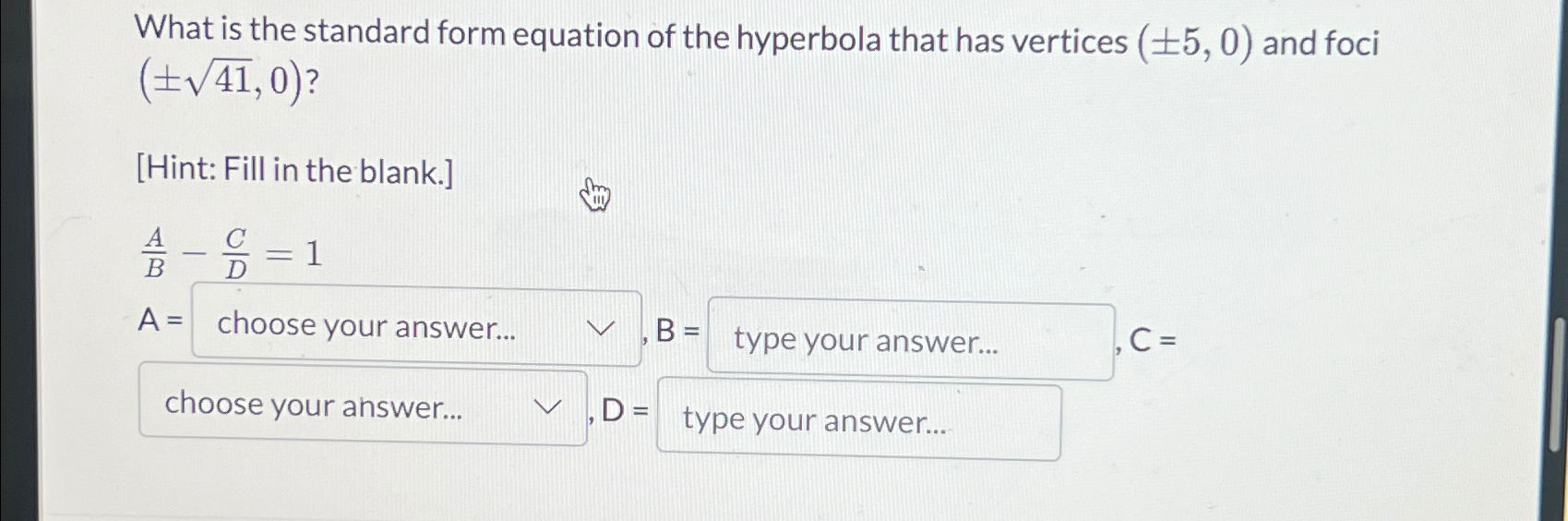 how to find the vertices of a hyperbola in standard form