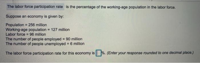 Solved The labor force participation rate is the percentage | Chegg.com