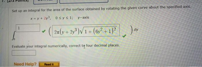 Solved Set up an integral for the area of the surface | Chegg.com