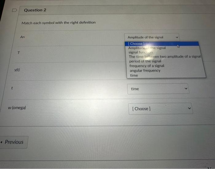 Solved Match Each Symbol With The Right Definition An T Yt 4038