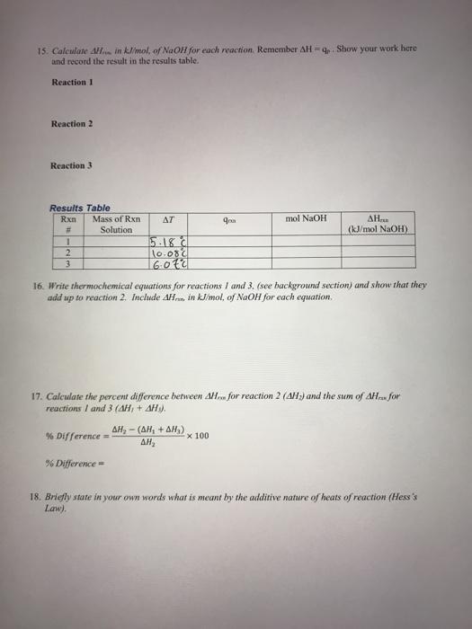 Solved 3-12: Hess's Law In This Experiment, You Will Measure | Chegg.com