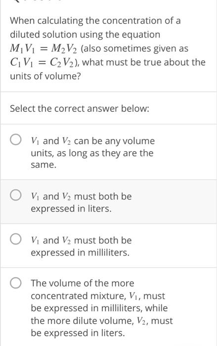 calculating the concentration of a diluted solution
