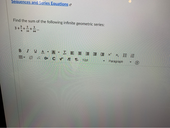 Solved Sequences and Series Equations 2 Find the sum of the | Chegg.com