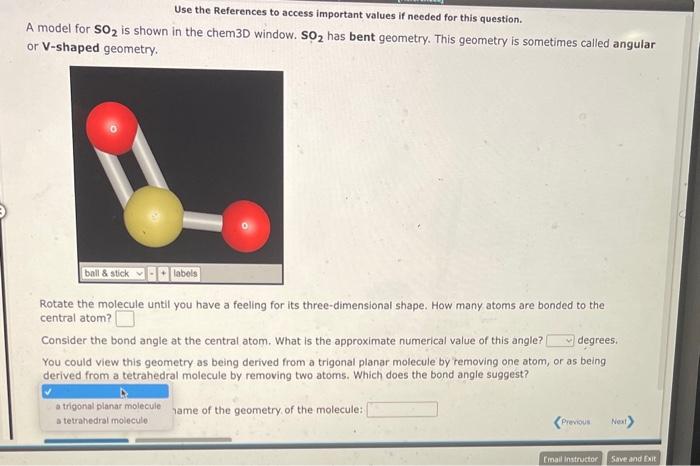 Solved angular planar geometry. Rotate the molecule until | Chegg.com