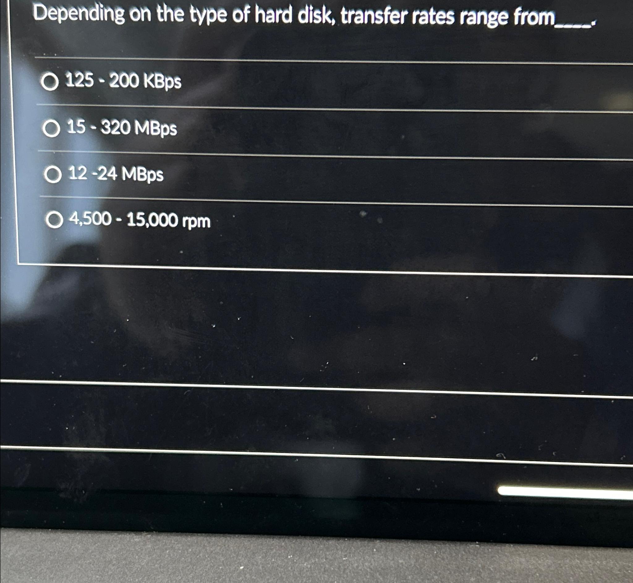 Solved Depending on the type of hard disk, transfer rates