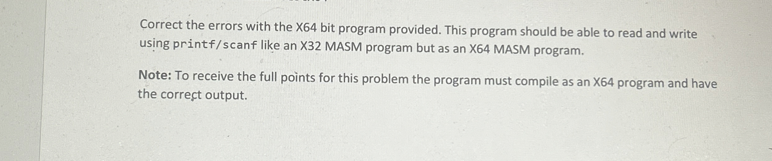 Solved Correct the errors with the X64 ﻿bit program | Chegg.com