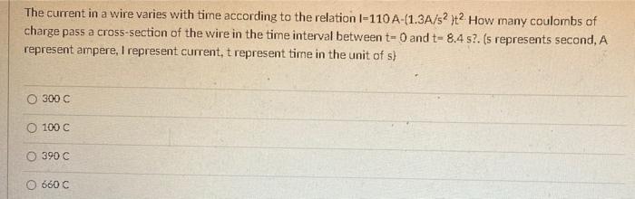 Solved The current in a wire varies with time according to | Chegg.com