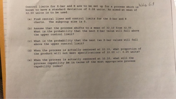 Solved Control limits for X-bar and R are to be set up for a | Chegg.com