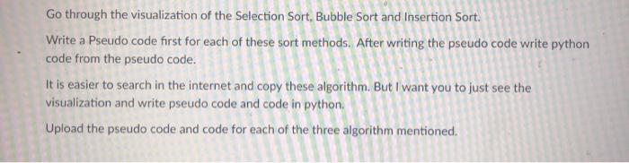 Solved Go through the visualization of the Selection Sort, | Chegg.com