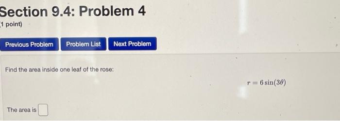 Solved Section 9.4: Problem 4 1 point) Previous Problem | Chegg.com