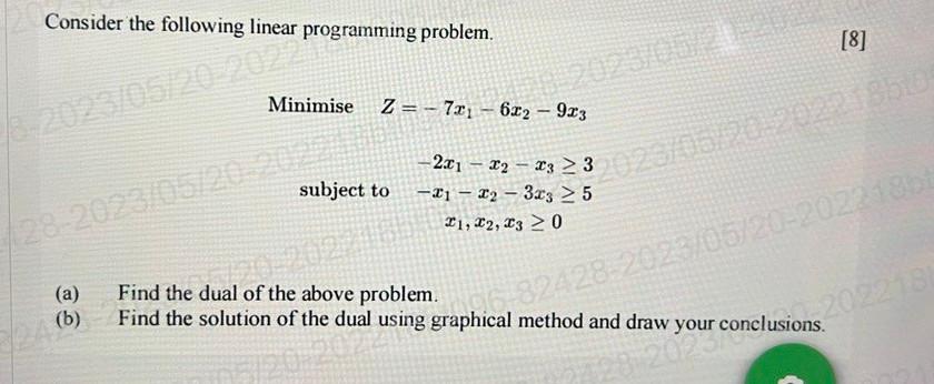 Solved Consider the following linear programming problem. | Chegg.com