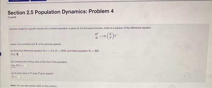 Solved Section 2.5 Population Dynamics: Problem 4 (1 point | Chegg.com