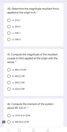 Solved Problem 40 - 42: Given The Force-system Shown Below. | Chegg.com