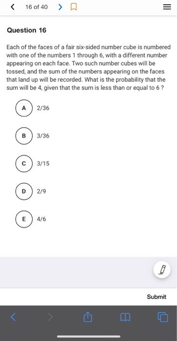 Solved Question 16 Each of the faces of a fair | Chegg.com