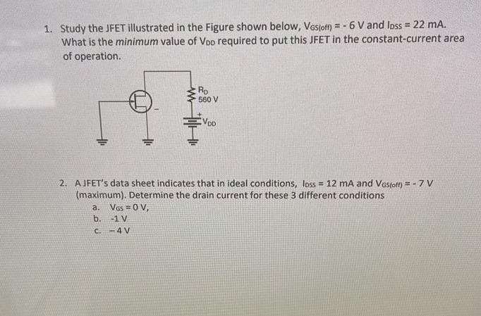 Solved Study the JFET illustrated in the Figure shown below, | Chegg.com