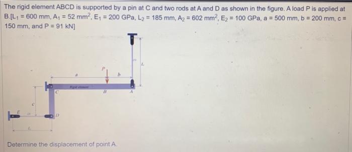Solved The rigid element ABCD is supported by a pin at C and | Chegg.com