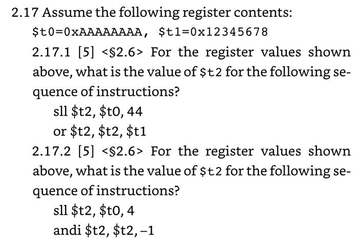 Solved 2.17 Assume the following register contents: | Chegg.com