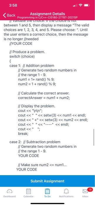 Solved Write a program that displays a menu allowing the | Chegg.com