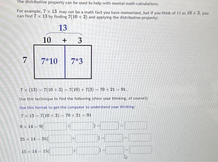 Solved The Distributive Property Can Be Used To Help With | Chegg.com