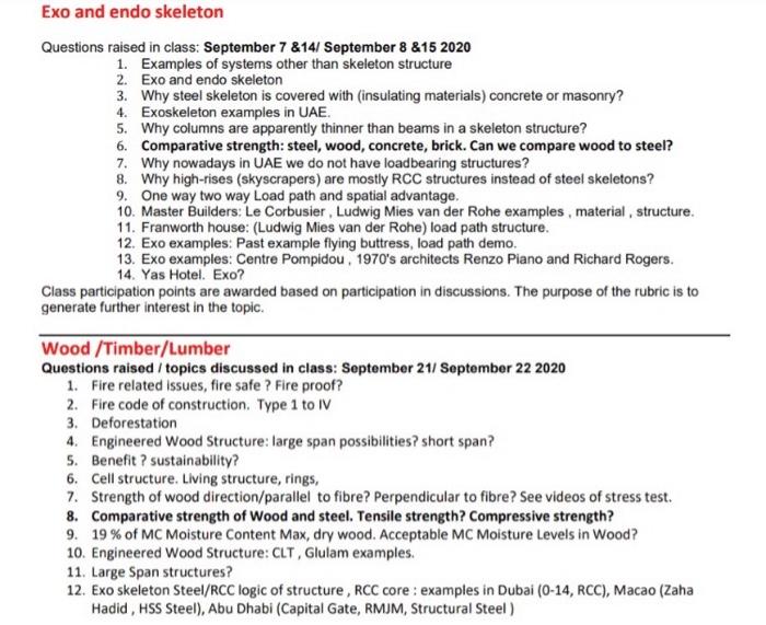 Exo and endo skeleton Questions raised in class: | Chegg.com