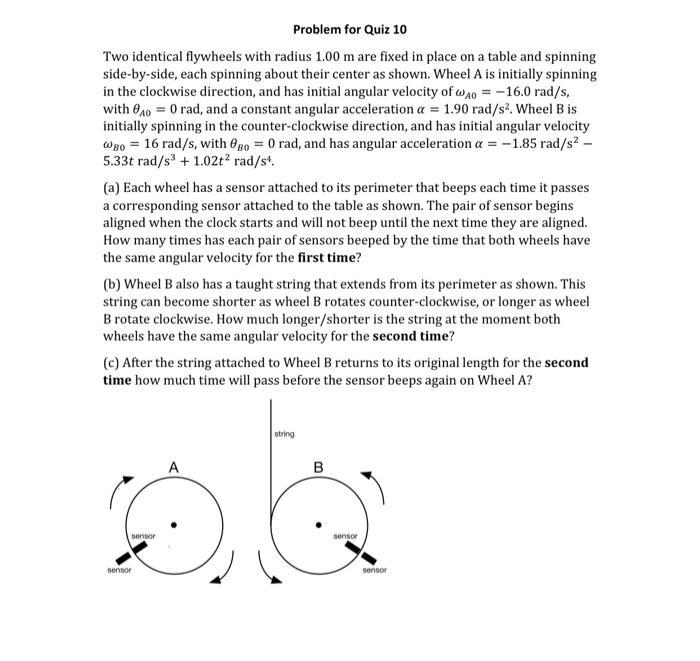 Solved Problem for Quiz 10 Two identical flywheels with | Chegg.com