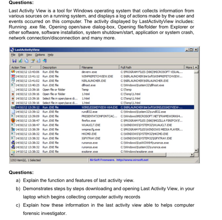 Solved Questions:Last Activity View is a tool for Windows | Chegg.com