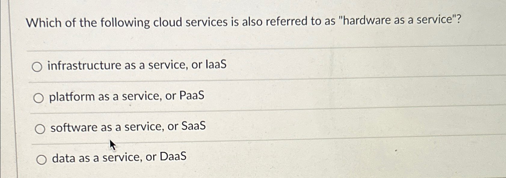Solved Which of the following cloud services is also | Chegg.com