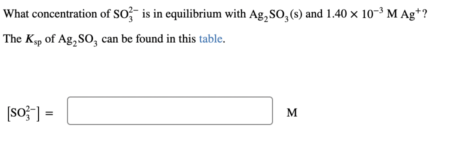 Solved What Concentration Of So32 ﻿is In Equilibrium With