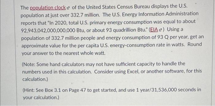 Solved The population clock ∗ of the United States Census | Chegg.com