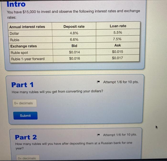 Solved Intro You Have $15,000 To Invest And Observe The | Chegg.com