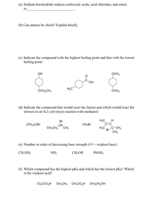 Solved (a) Sodium Borohydride Reduces Carboxylic Acids, Acid 