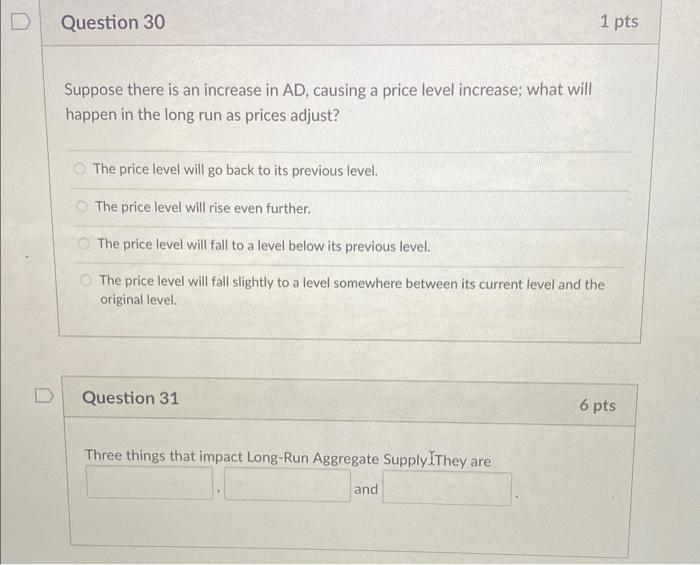 Solved Suppose there is an increase in AD, causing a price | Chegg.com