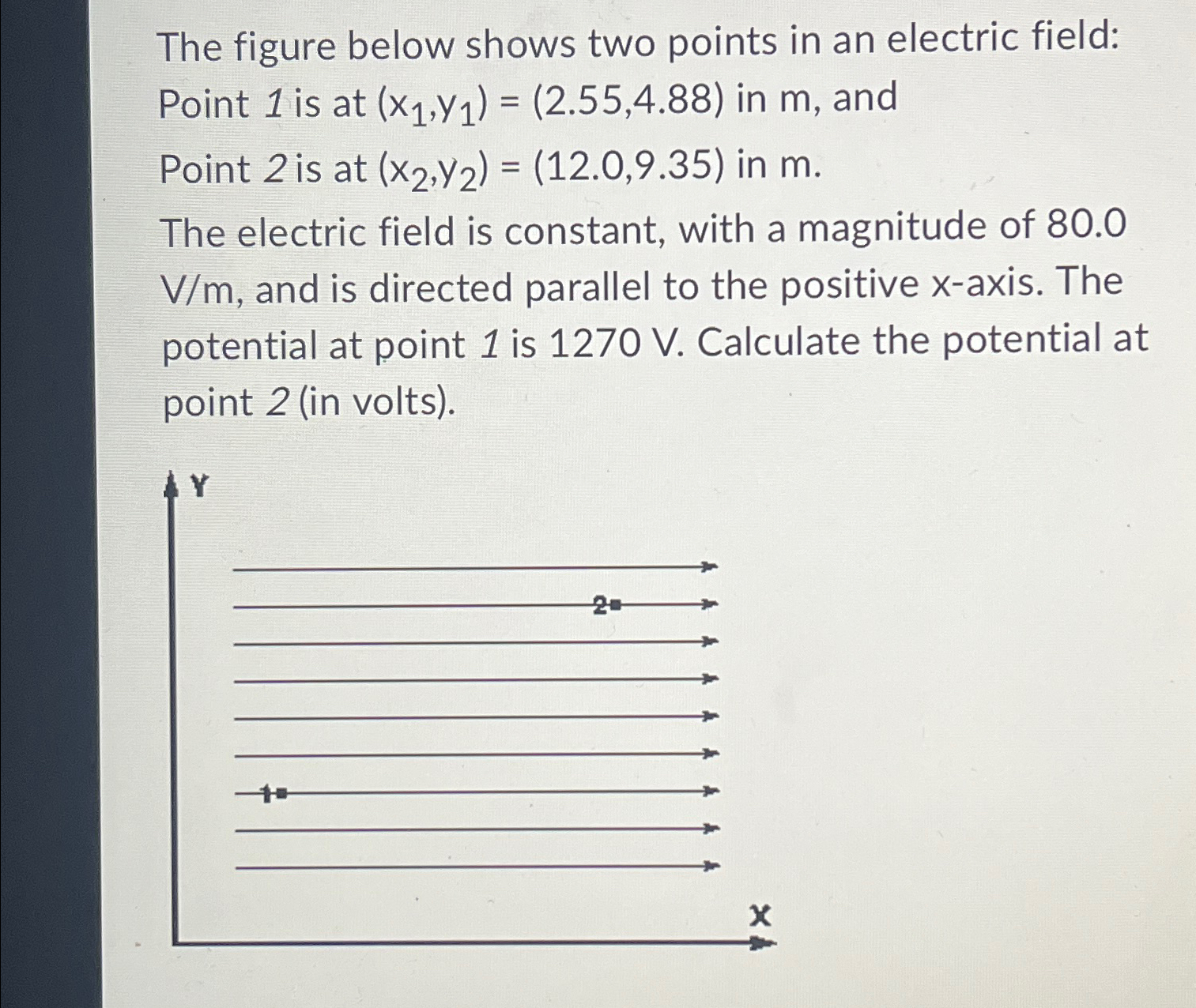 Solved The figure below shows two points in an electric | Chegg.com