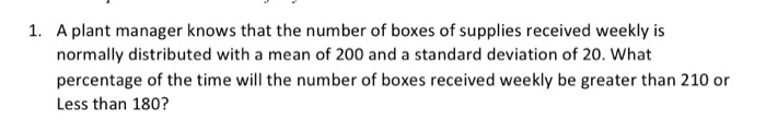 Solved 1. A plant manager knows that the number of boxes of | Chegg.com