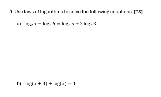 Solved Use laws of logarithms to solve the following | Chegg.com
