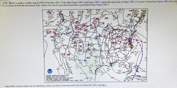 Solved Figure 10B-4 is a surface weather map for 00Z 30 | Chegg.com