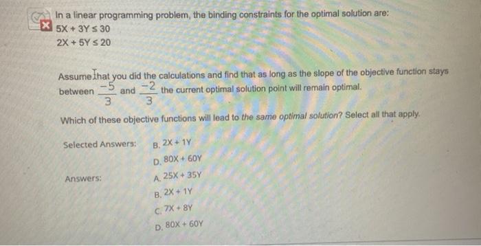 Solved In a linear programming problem, the binding | Chegg.com