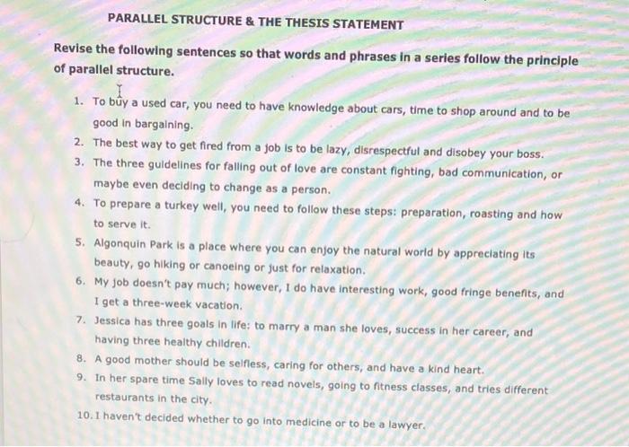 how to write a parallel thesis