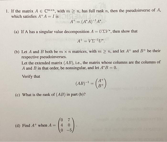 Solved 7. Given AE M. (F), let B the n x n matrix whose (i