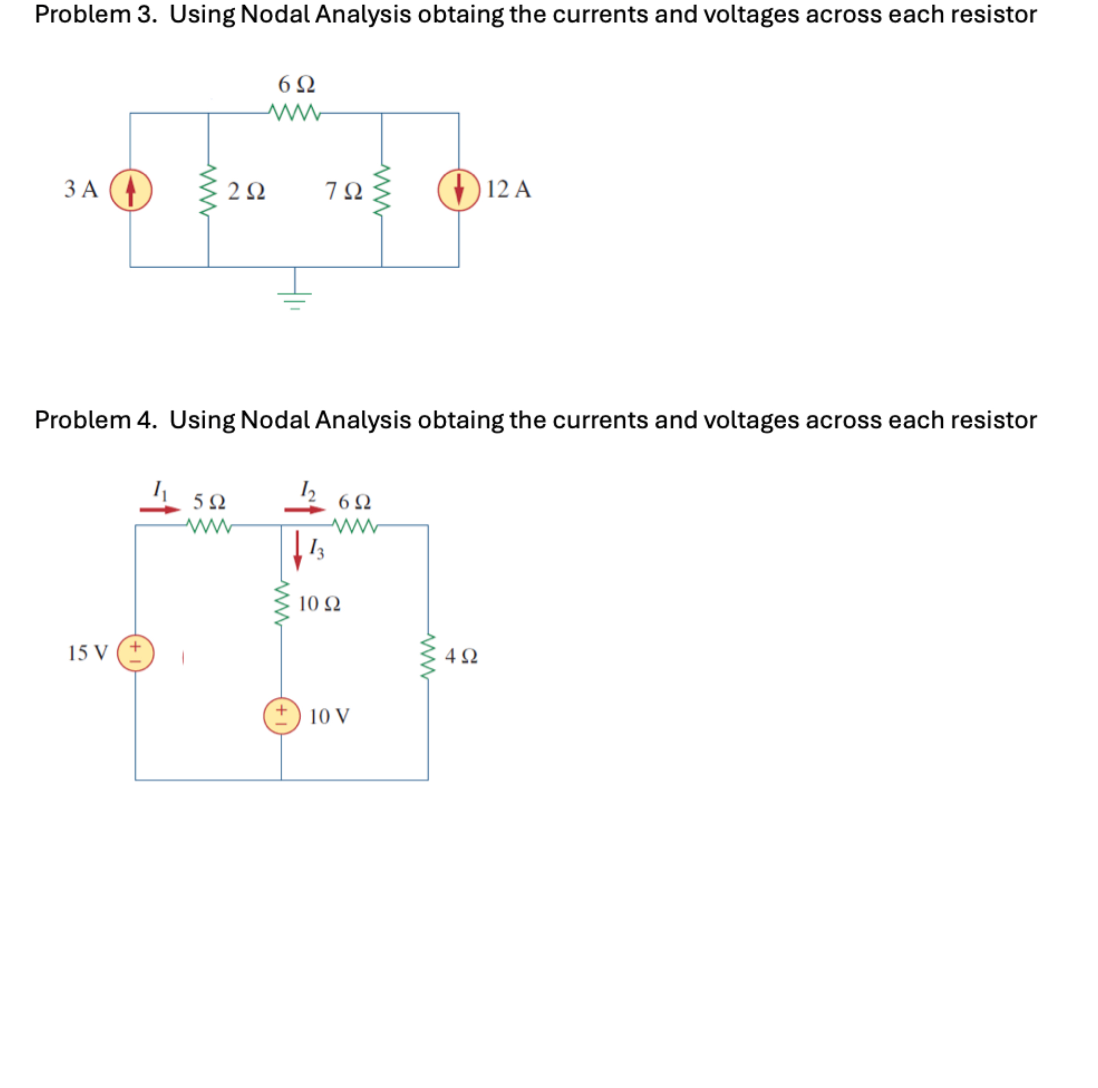 Node Analysis Problems Solved Problem 3. Using Nodal Analysis obtaing the currents | Chegg.com