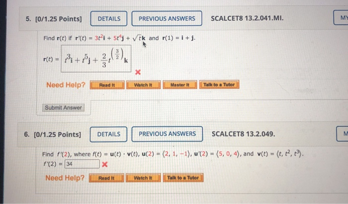 Solved 5. [0/1.25 Points] DETAILS PREVIOUS ANSWERS SCALCET8 | Chegg.com