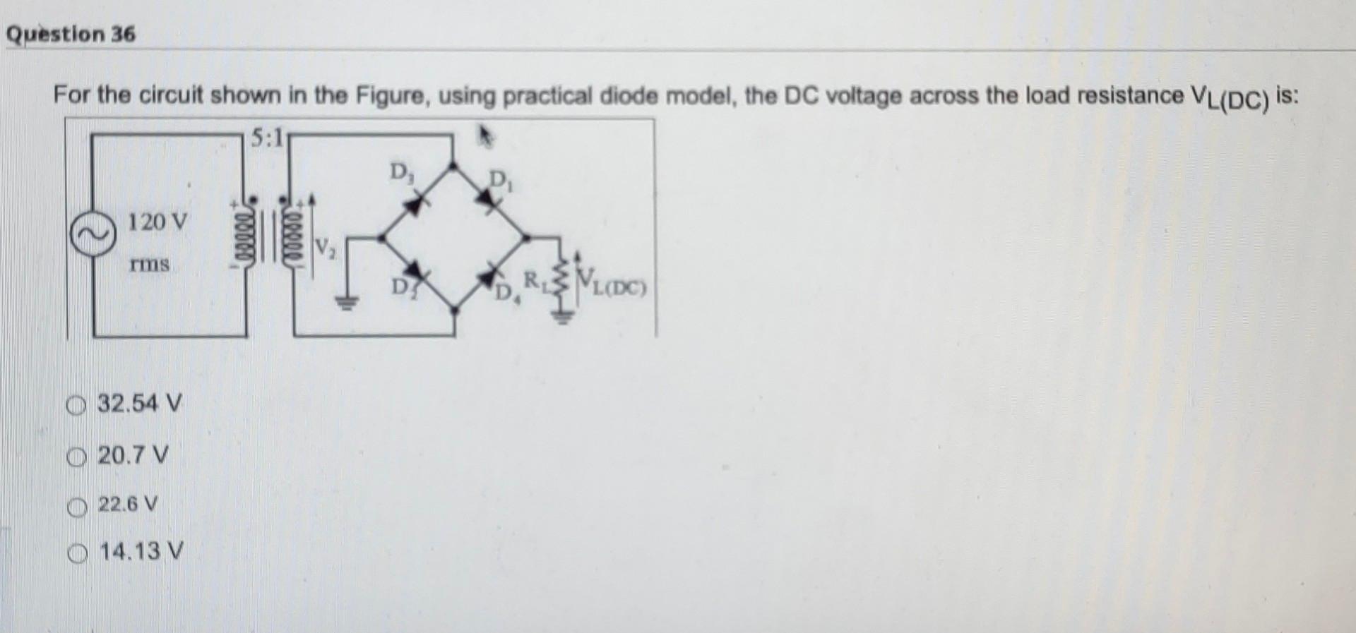Solved Question 36 For the circuit shown in the Figure, | Chegg.com