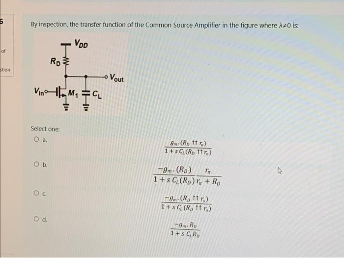 Solved 6 By inspection, the transfer function of the Common | Chegg.com