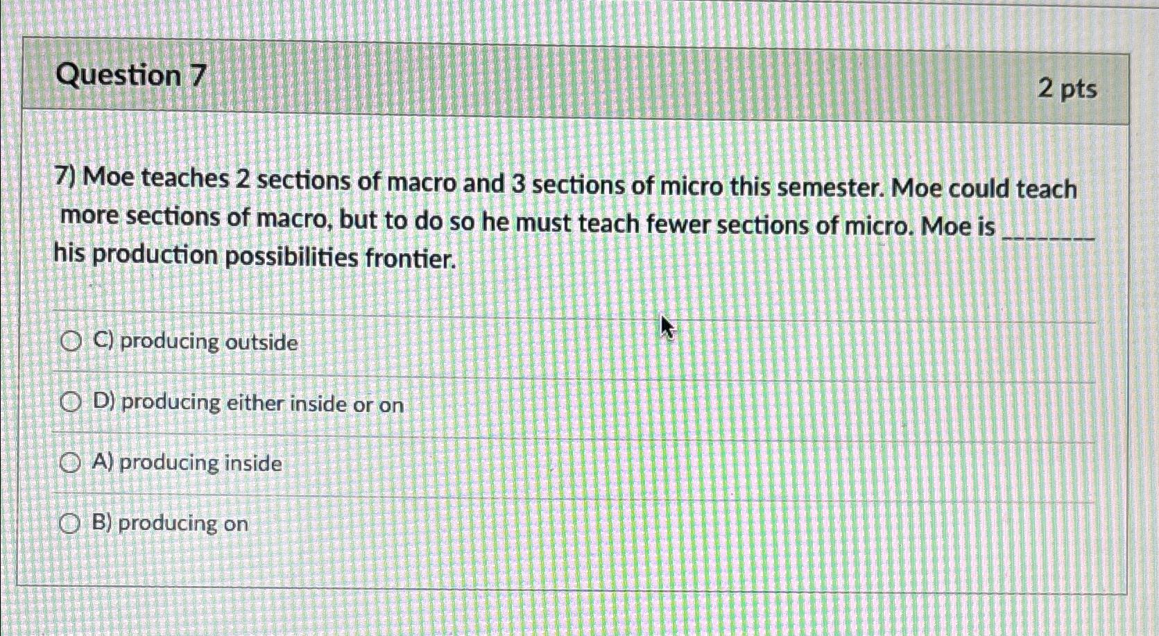 Solved Question 72 ﻿ptsMoe teaches 2 ﻿sections of macro and | Chegg.com