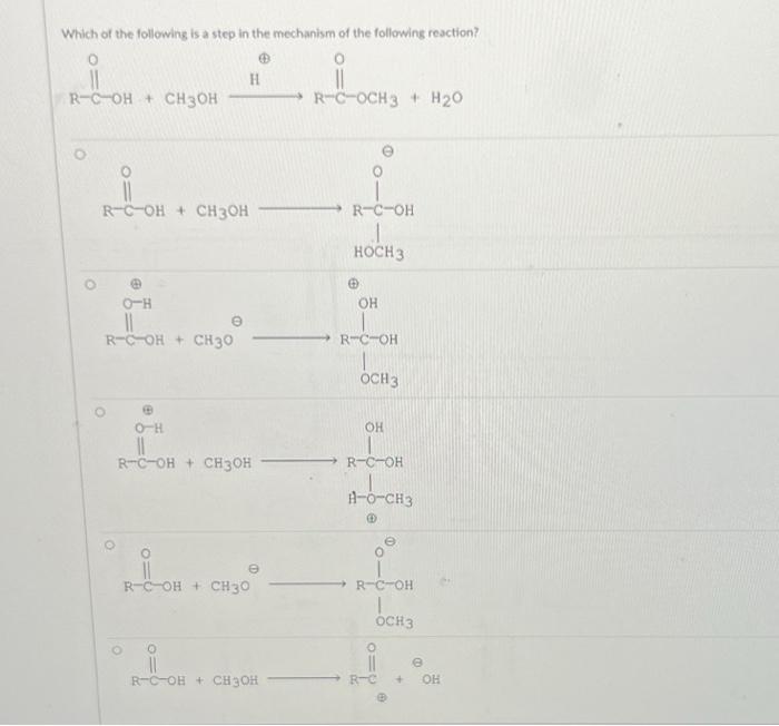 Solved Which of the following is a step in the mechanism of | Chegg.com