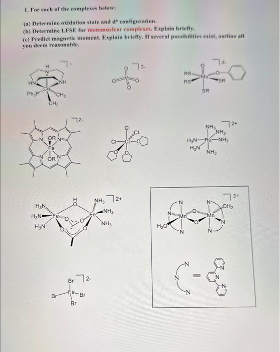 1. For each of the complexes below: (a) Determine | Chegg.com