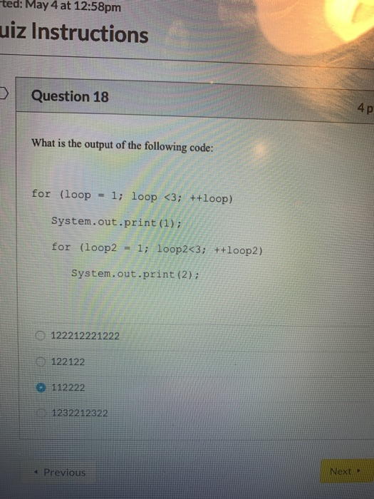 Solved ted: May 4 at 12:58pm uiz Instructions Question 18 Ар | Chegg.com
