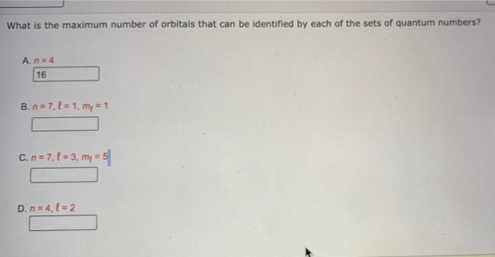 Solved What is the maximum number of orbitals that can be | Chegg.com